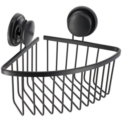 Estante esquinero de alambre de aluminio con ventosas - negro - Tendance
