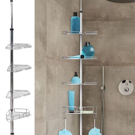 Estantería baño estantería ducha sin taladro 2 niveles aluminio 49,5 x 27,5  x 12,5 cm. Estantes de ducha para colgar pared con v