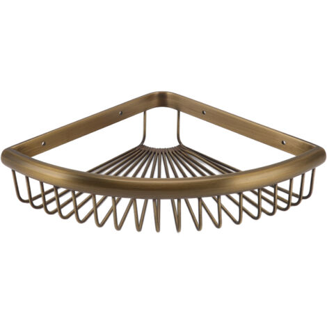 Estante esquinero de latón vintage para ducha, estante de almacenamiento triangular, organizador de baño