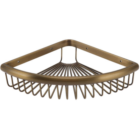 Estante esquinero de latón vintage para ducha, estante de almacenamiento triangular, organizador de baño