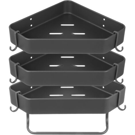Estante esquinero para ducha, estante de almacenamiento para baño, ideal para baños pequeños, tres niveles, gris.
