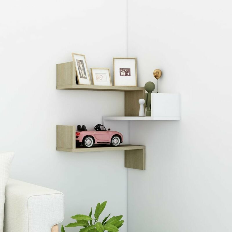 

Estante esquinero pared aglomerado blanco roble 40x40x50 cm