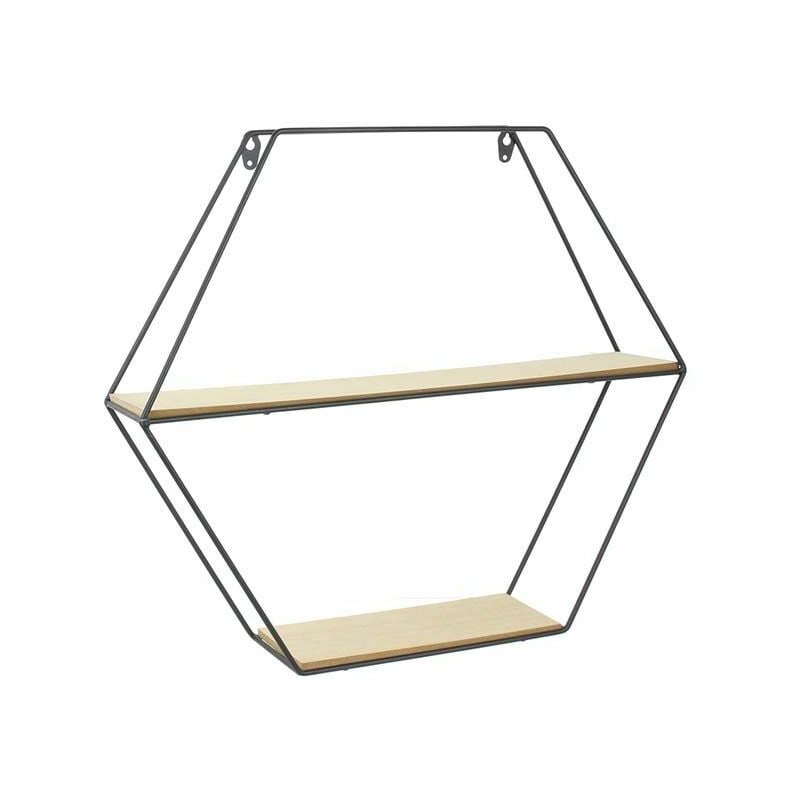 The Home Deco Factory - Estantería hexagonal de madera y metal de 46 cm