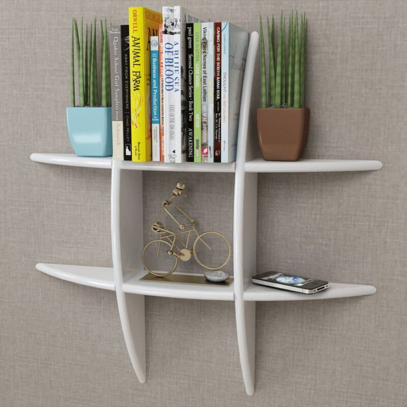 

Estante exhibidor flotante de tablero DM blanco para libros/DVDs - Blanco