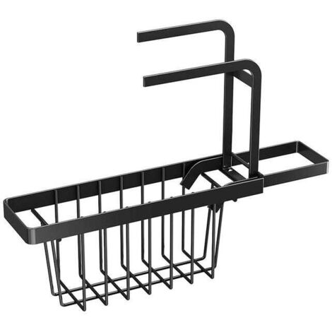 Estante extensible para guardar paños de cocina, soporte para paños de cocina sin necesidad de taladrar, soporte multifuncional para esponjas de fregadero.