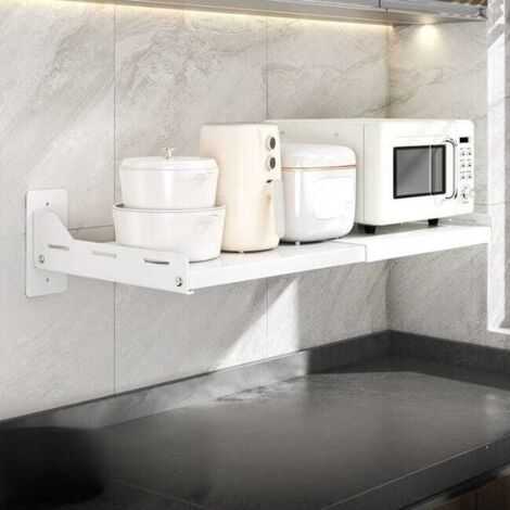 Estante extensible para horno microondas, no requiere perforación, rejilla para horno de pared, (36,5-60)3415,7 cm, blanco