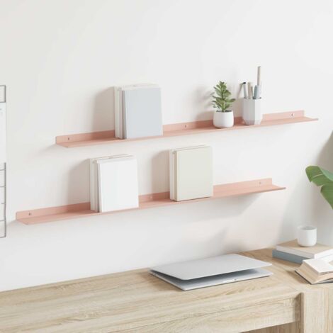 Estante flotante 2 pcs Rosa 100 x 9 x 2,5 cm Acero