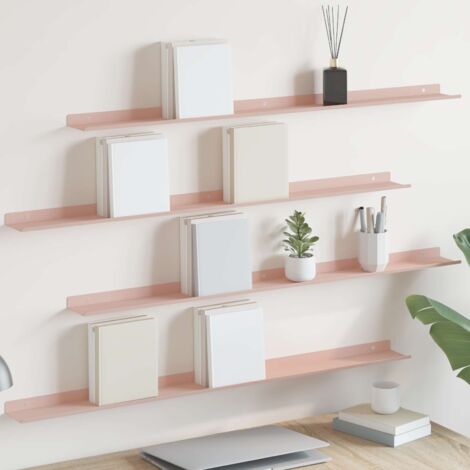Estante flotante 4 pcs Rosa 100 x 9 x 2,5 cm Acero