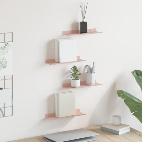 Estante flotante 4 pcs Rosa 30 x 9 x 2,5 cm Acero
