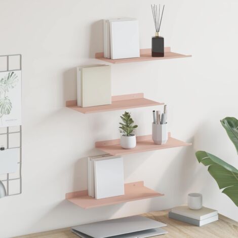 Estante flotante 4 pcs Rosa 40 x 18 x 2,5 cm Acero