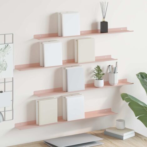 Estante flotante 4 pcs Rosa 80 x 9 x 2,5 cm Acero
