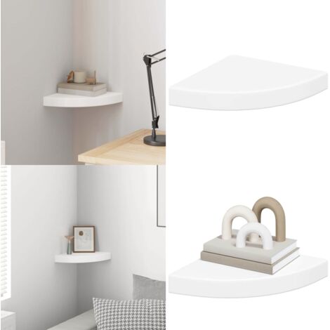 Estante flotante de esquina MDF blanco 25x25x3,8 cm - Estante flotante - Estante de pared