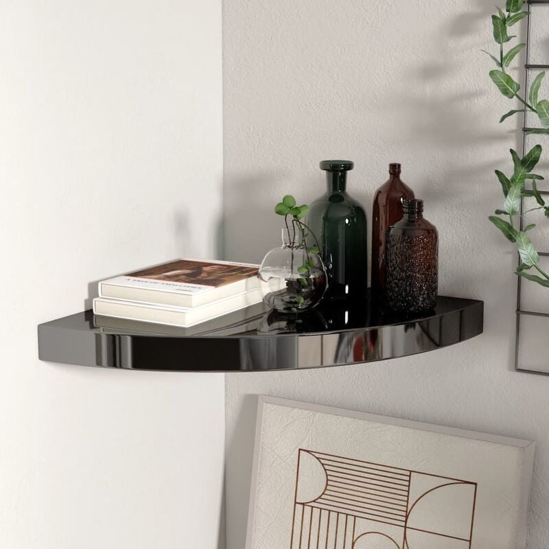

Youthup - Estante flotante de esquina negro con brillo MDF 35x35x3,8 cm - Negro
