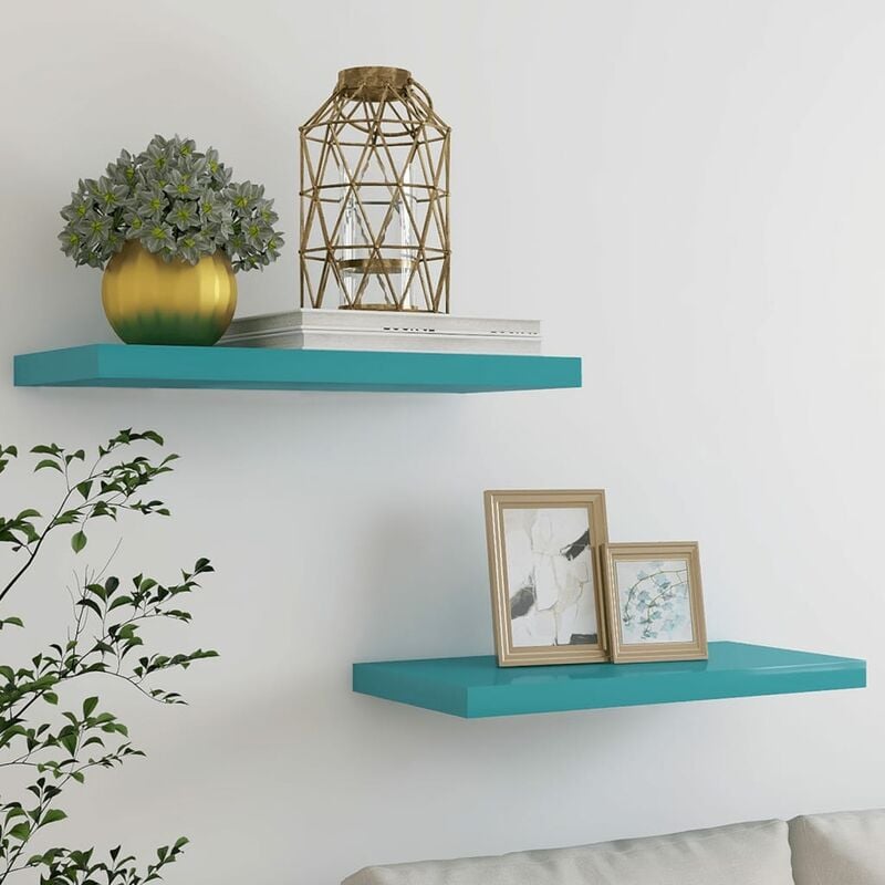 

Estante flotante de pared 2 uds azul MDF 60x23,5x3,8 cm