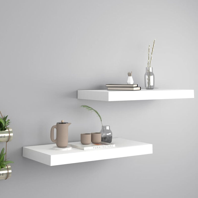 

Estante flotante de pared 2 uds blanco MDF 50x23x3,8 cm