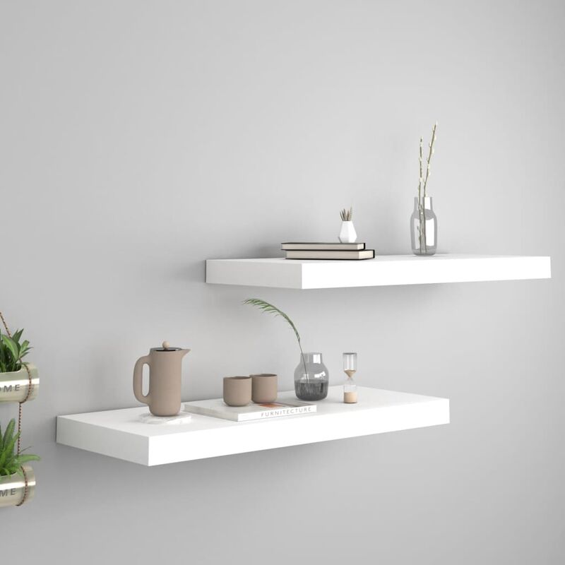 

Estante flotante de pared 2 uds blanco MDF 60x23,5x3,8 cm
