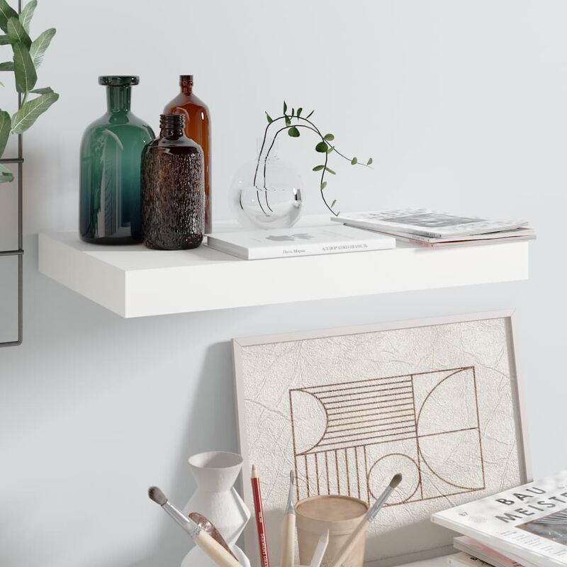 

Estante flotante de pared blanco con brillo MDF 40x23x3,8 cm