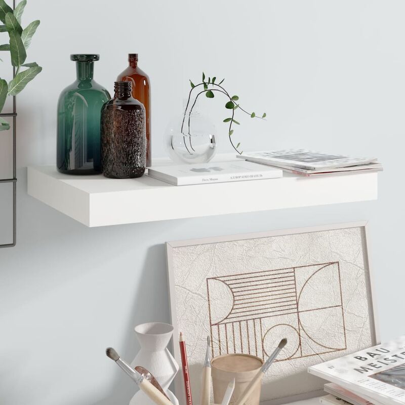 

Estante flotante de pared blanco con brillo MDF 40x23x3,8 cm - Blanco