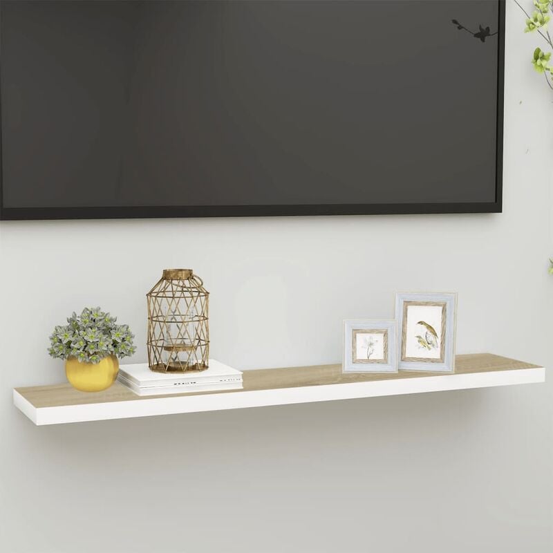 

Estante flotante de pared blanco y roble MDF 120x23,5x3,8 cm