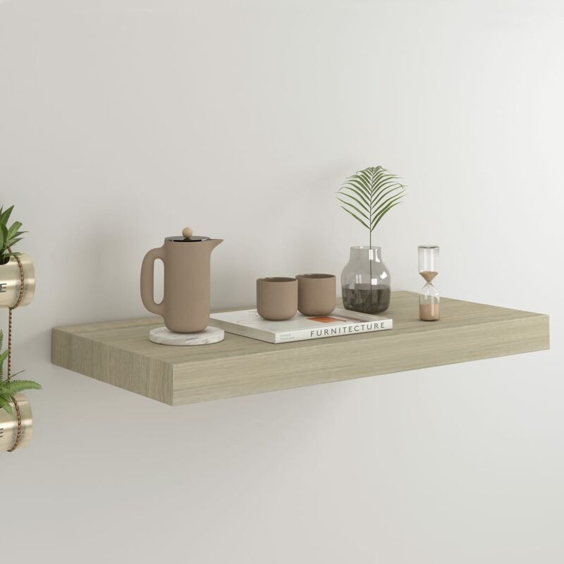 

Estante flotante de pared color roble MDF 50x23x3,8 cm