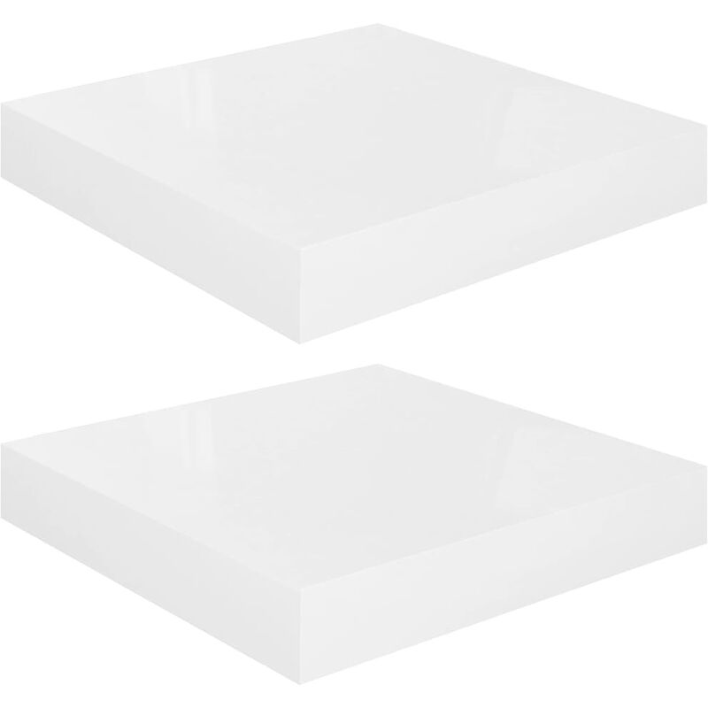 

vidaXL Estante Flotante de Pared MDF 23x23,5x3,8 cm 2 Unidades Blanco Brillo - Blanco