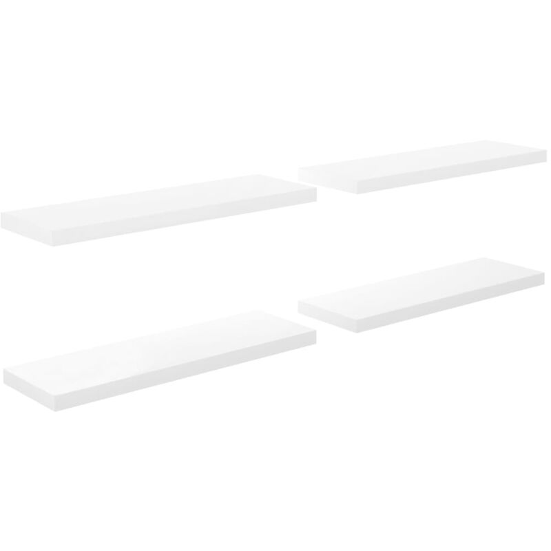 

vidaXL Estante Flotante de Pared MDF 4 Unidades Blanco Brillo 80x23,5x3,8cm - Blanco