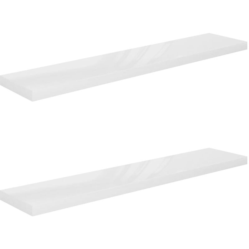 

vidaXL Estante Flotante de Pared MDF 2 Unidades Blanco Brillo 120x23,5x3,8cm - Blanco