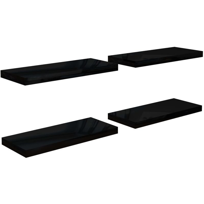

vidaXL Estante Flotante de Pared MDF 4 Unidades Negro Brillo 60x23,5x3,8 cm - Negro