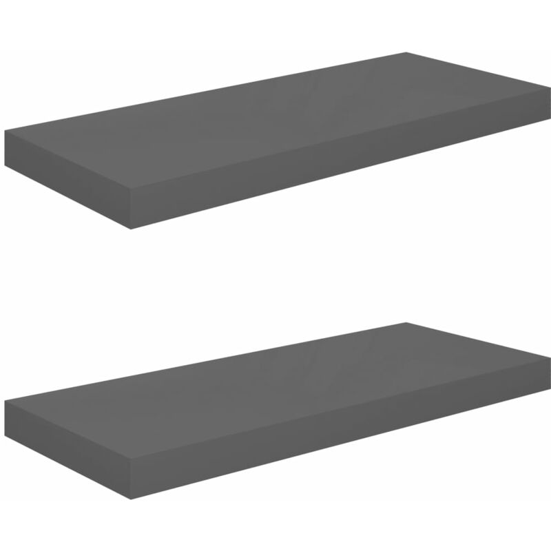 

vidaXL Estante Flotante de Pared MDF 2 Unidades Gris Brillo 60x23,5x3,8 cm - Gris