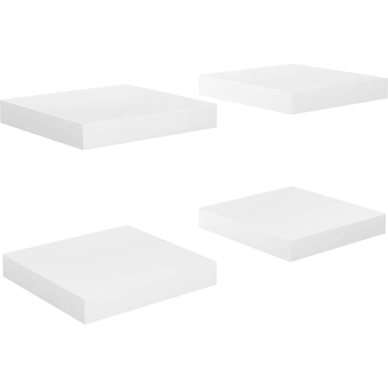 

vidaXL Estante Flotante de Pared MDF 23x23,5x3,8 cm 4 Unidades Blanco Brillo - Blanco