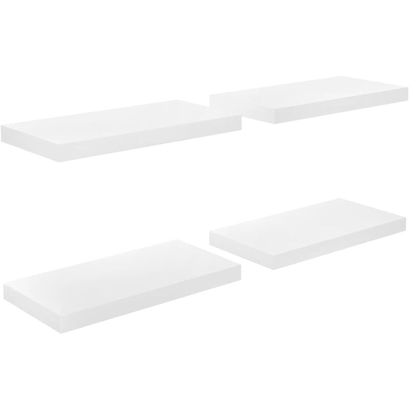 

vidaXL Estante Flotante de Pared MDF 4 Unidades Blanco Brillo 50x23x3,8 cm - Blanco