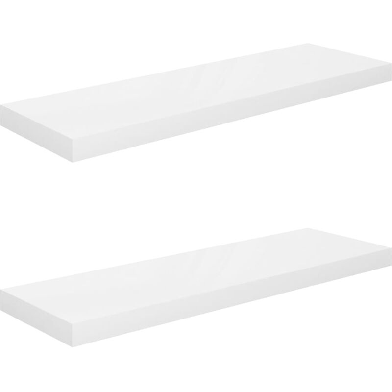 

vidaXL Estante Flotante de Pared MDF 2 Unidades Blanco Brillo 80x23,5x3,8cm - Blanco