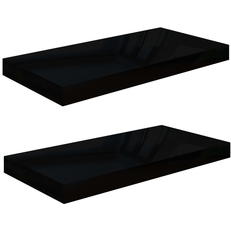

vidaXL Estante Flotante de Pared MDF 2 Unidades Negro Brillo 50x23x3,8 cm - Negro