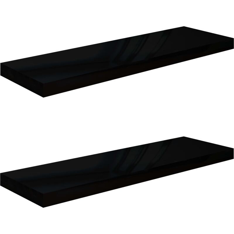 

vidaXL Estante Flotante de Pared MDF 2 Unidades Negro Brillo 80x23,5x3,8 cm - Negro