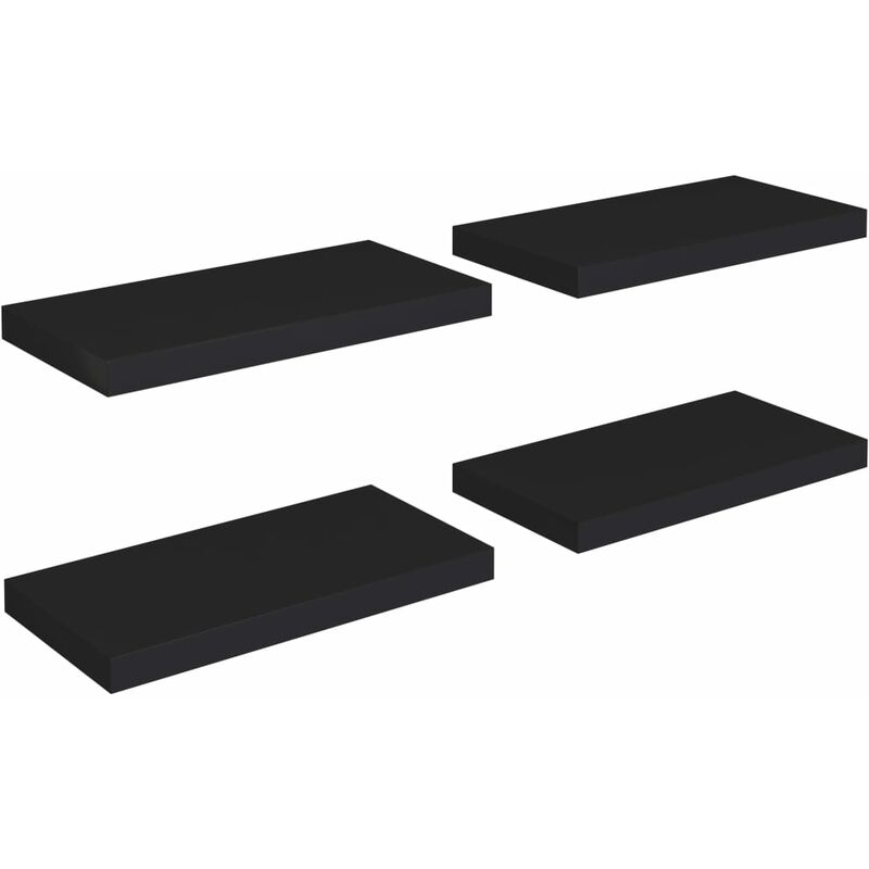 

vidaXL Estante Flotante de Pared MDF 4 Unidades Negro 50x23x3,8 cm - Negro