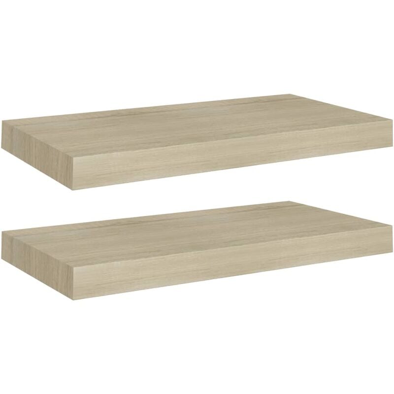 

vidaXL Estante Flotante de Pared MDF 2 Unidades Color Roble 50x23x3,8 cm - Marrón