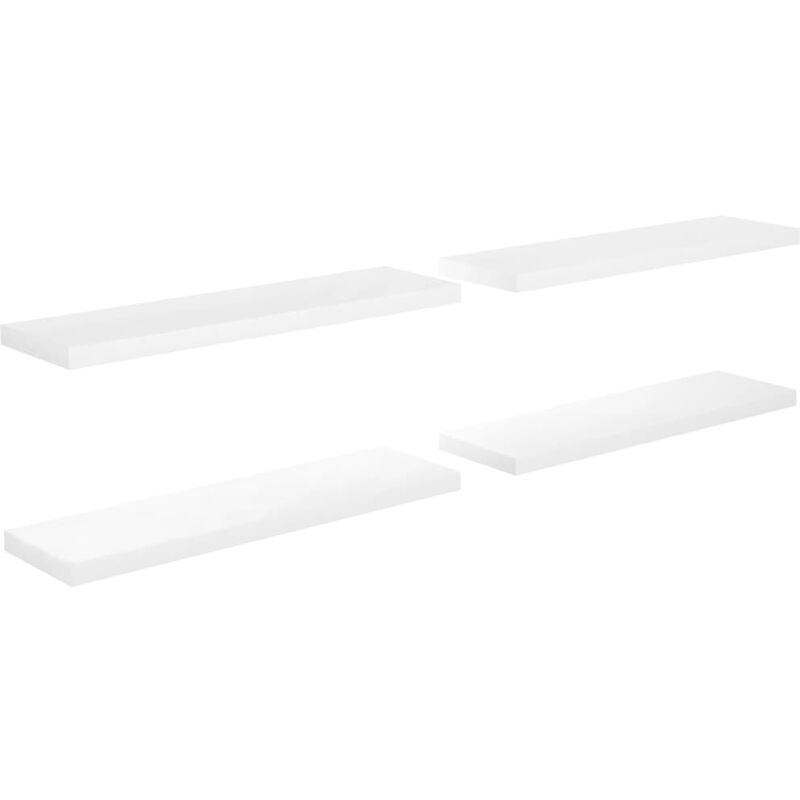 

vidaXL Estante Flotante de Pared MDF 4 Unidades Blanco Brillo 90x23,5x3,8cm - Blanco