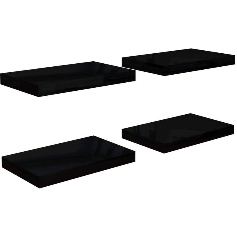 

vidaXL Estante Flotante de Pared MDF 4 Unidades Negro Brillo 40x23x3,8 cm - Negro