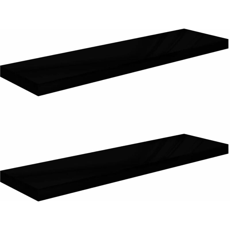 

vidaXL Estante Flotante de Pared MDF 2 Unidades Negro Brillo 90x23,5x3,8cm - Negro