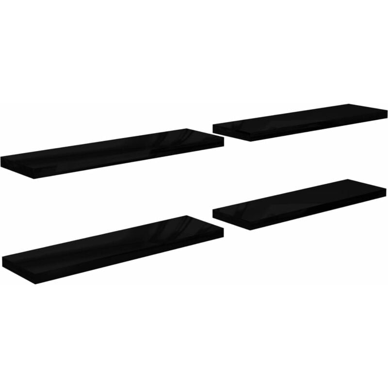 

vidaXL Estante Flotante de Pared MDF 4 Unidades Negro Brillo 90x23,5x3,8cm - Negro