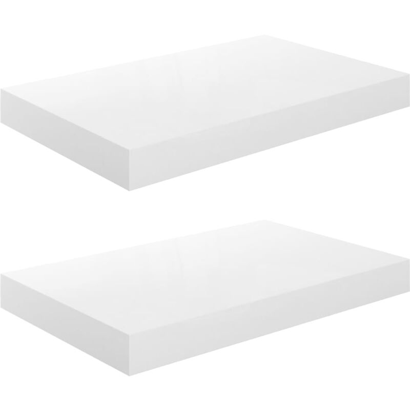 

vidaXL Estante Flotante de Pared MDF 2 Unidades Blanco Brillo 40x23x3,8 cm - Blanco