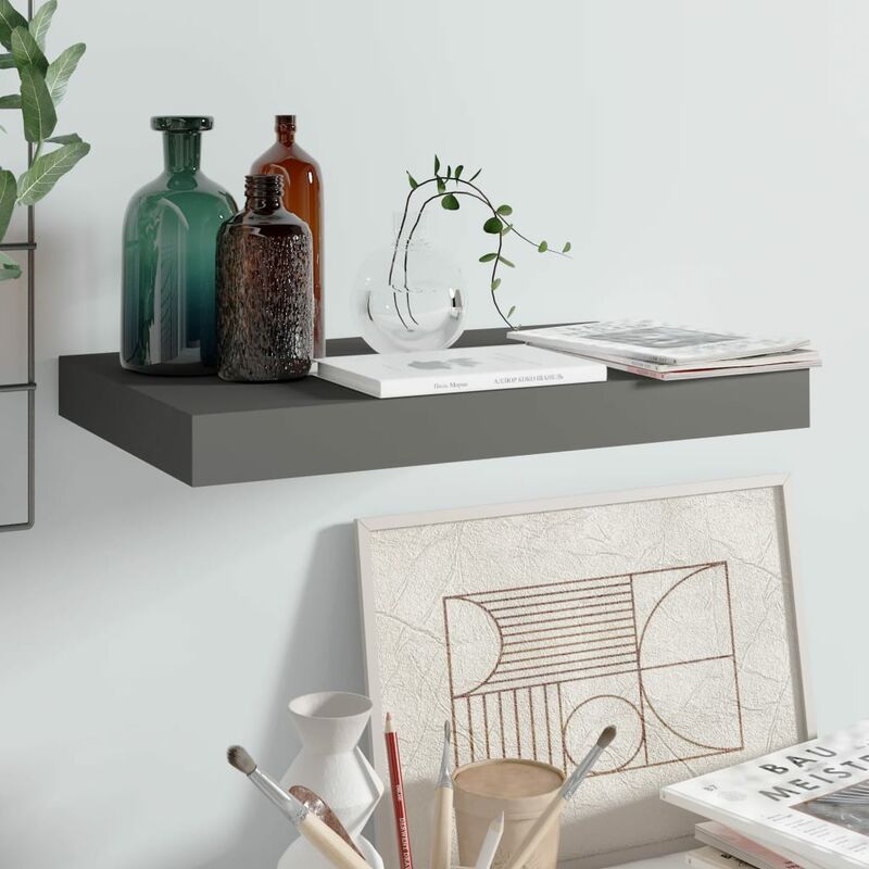 

Youthup - Estante flotante de pared gris con brillo MDF 40x23x3,8 cm - Gris