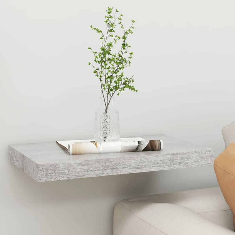 

Estante flotante de pared gris hormigón MDF 40x23x3,8 cm