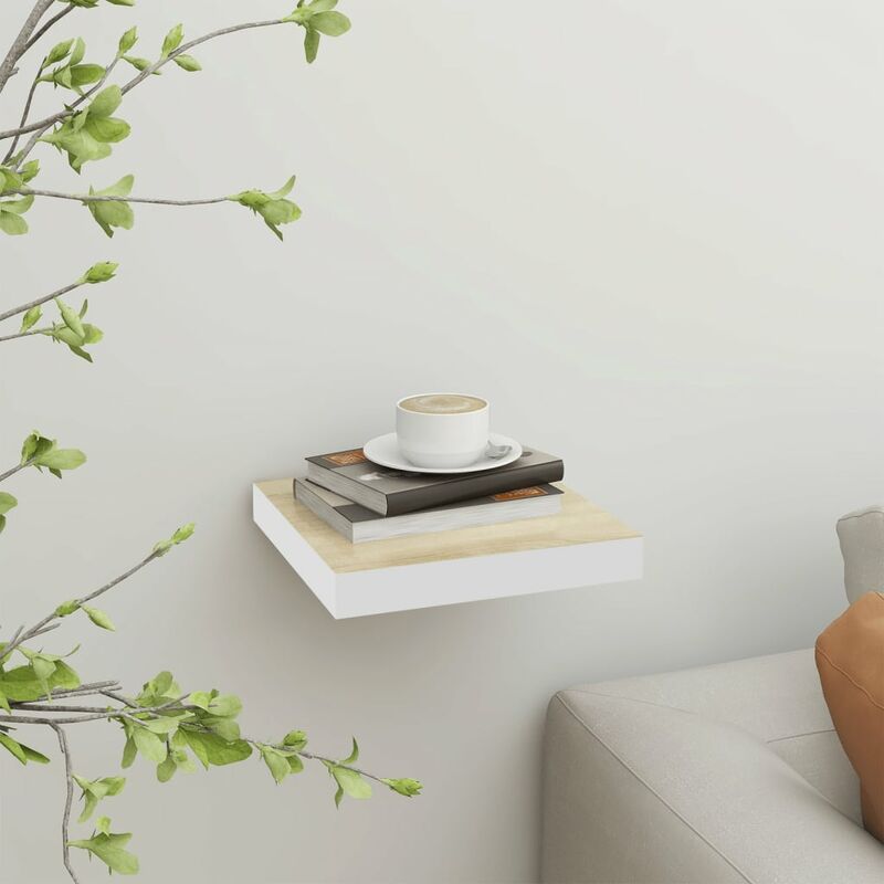 

Estante flotante de pared MDF roble y blanco 23x23,5x3,8 cm