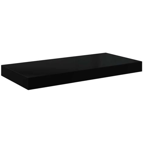 Estante flotante de pared negro brillante MDF 50x23x3,8 cm