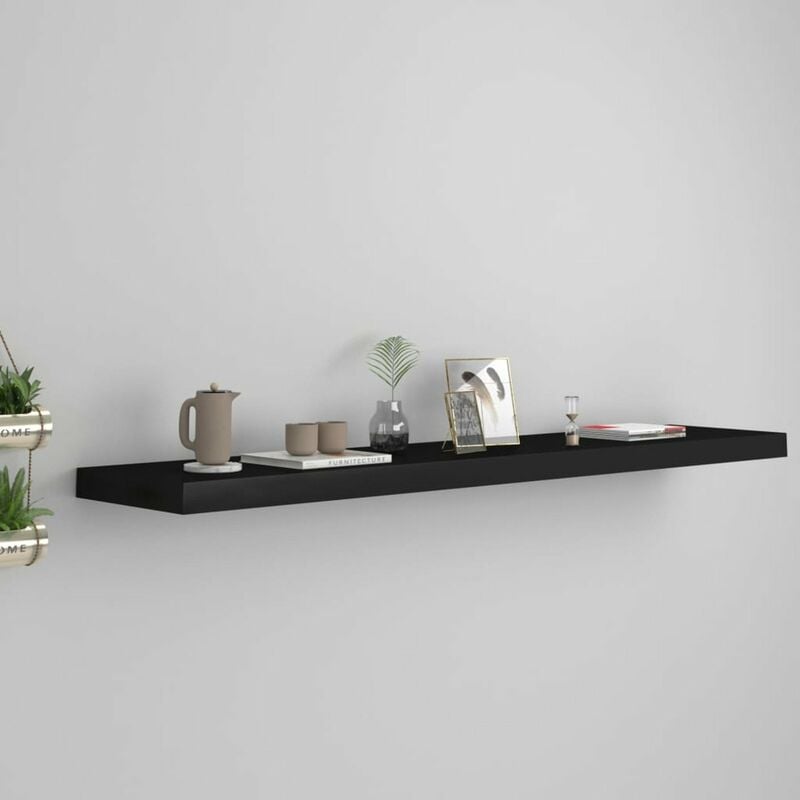 

Estante flotante de pared negro MDF 120x23,5x3,8 cm