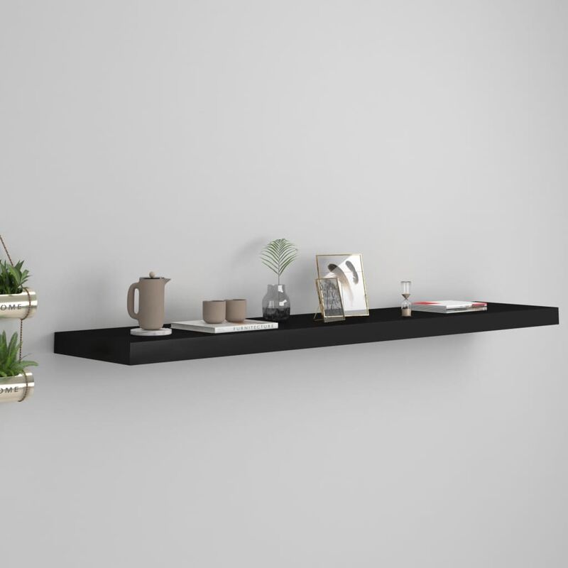 

Estante flotante de pared negro MDF 120x23,5x3,8 cm