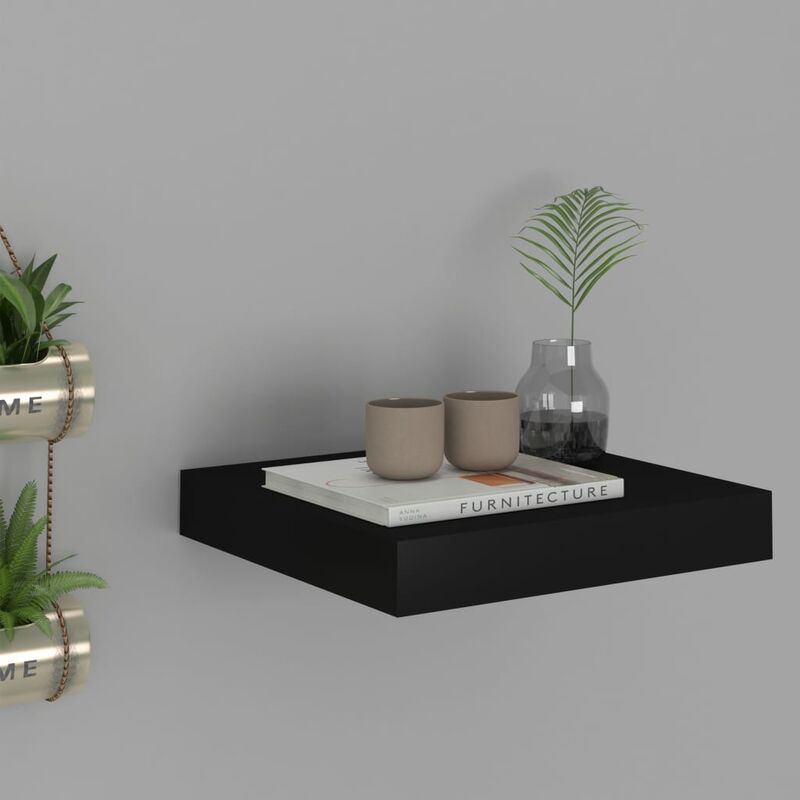 

Estante flotante de pared negro MDF 23x23,5x3,8 cm