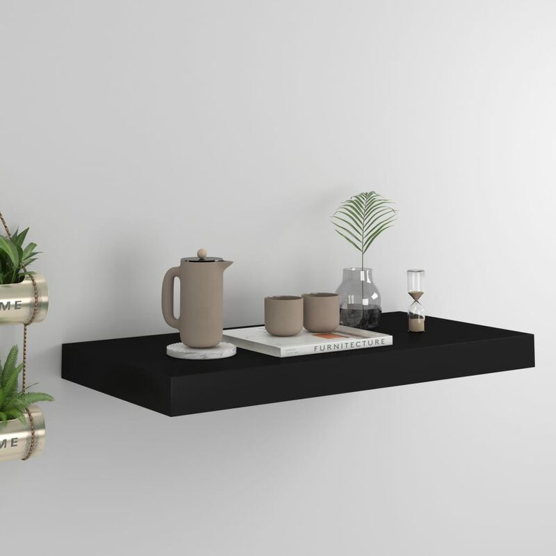

Estante flotante de pared negro MDF 50x23x3,8 cm