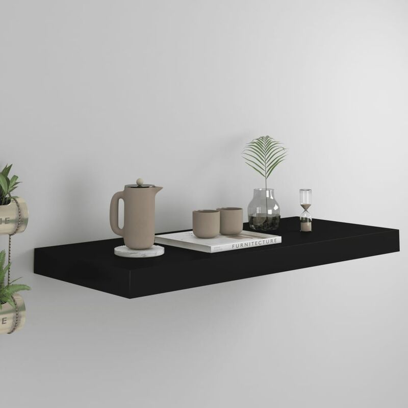

Estante flotante de pared negro MDF 60x23,5x3,8 cm